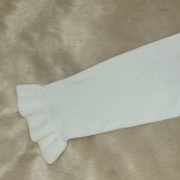 JANIE AND JACK WHITE 100% COTTON RUFFLE HEM SWEATER CARDIGAN SHRUG, SIZE 2T, NEW - Picture 7 of 10